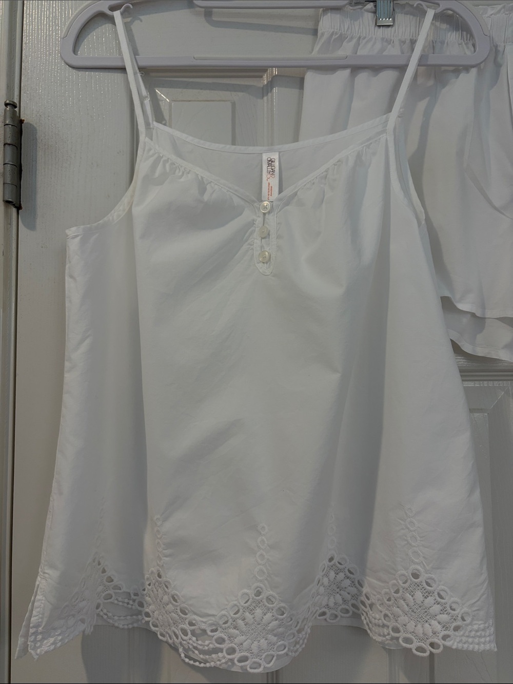 Gilligan & O'Malley White Lace-Trim Camisole & Shorts Sleep Set - Picture 2 of 13